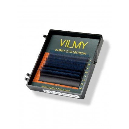 Ресницы для наращивания VILMY KLIPKY (two-tone 8 линий) - Ombre BLUE mix C+ / 0,07 / 7-14 мм