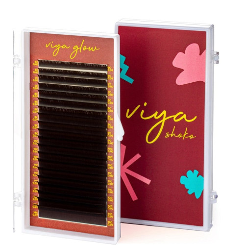 Eyelashes for extension Viya DARK CHOCO - 0.07 mix C - 6-14 mm (dark brown)