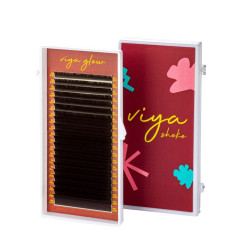 Eyelashes for extension Viya DARK CHOCO - 0.07 mix D - 7-14 mm - (dark brown)