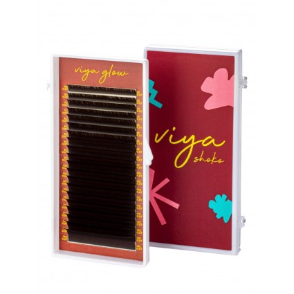 Eyelashes for extension Viya DARK CHOCO - 0.07 mix D - 7-14 mm - (dark brown)