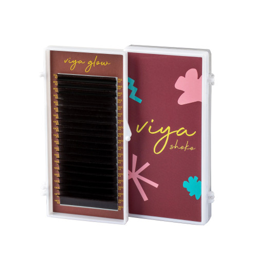 Eyelashes for extension Viya DARK CHOCO - 0.07 mix M - 7-14 mm - (dark brown)