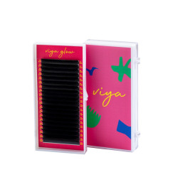 Eyelashes for extension Viya GLOW - 0.07 mix L - 7-14 mm - black