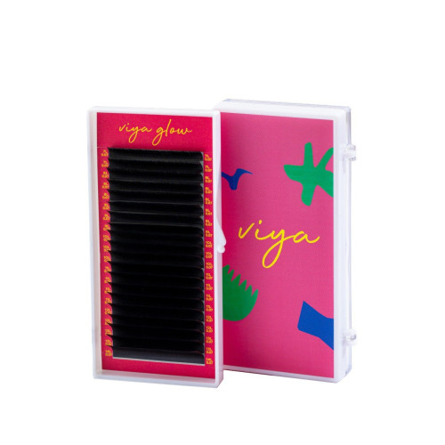 Eyelashes for extension Viya GLOW - 0.07 mix L - 7-14 mm - black