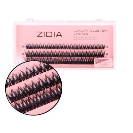 Вії-пучки ZIDIA Luxury Cluster Lashes Fish tail 24D (C 0.10, 3 стрічки) - Mix 8, 10, 12 мм