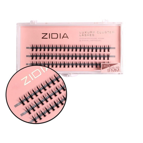 Rzęsy-pęczki ZIDIA Luxury Cluster Lashes KIM 16D (C 0.10, 3 paski) - 9 mm