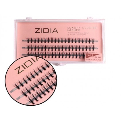 ZIDIA Luxury Cluster Lashes KIM 16D (C 0.10, 3 strips) - Mix S 8, 9, 10 mm