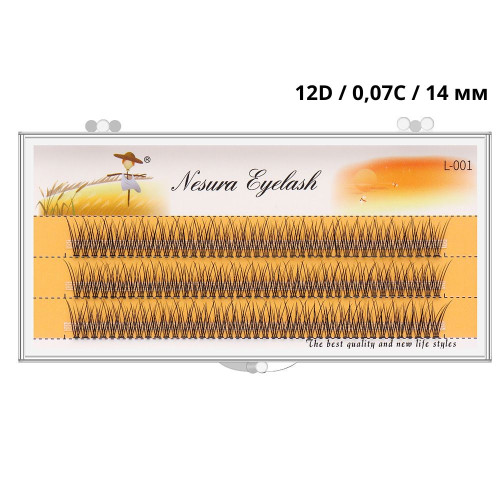 Nesura eyelashes - swallowtail V - 12D - 0.07C - THIN - 14 mm