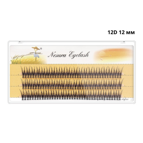 Nesura bunch eyelashes - dovetail V - 12D - 0.10C - 12 mm