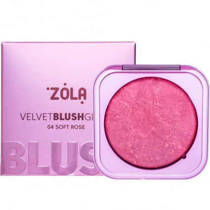 Рум’яна запечені ZOLA – VELVET BLUSH GLOW – 04 Soft Rose, 8,5 г