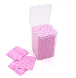 Lint-free perforated wipes in a container (200 pcs) - square - pink