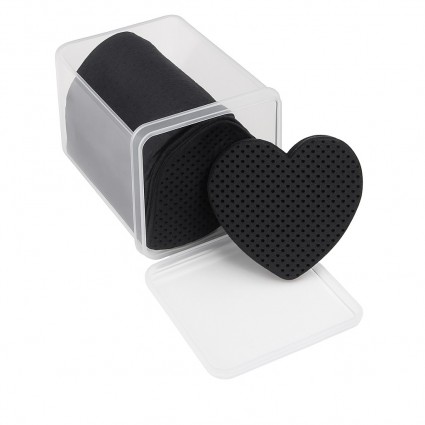Lint-free wipes with perforation in a container (200 pcs) - heart-shaped - black