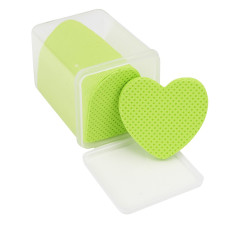 Lint-free wipes with perforation in a container (200 pcs) - Heart - green