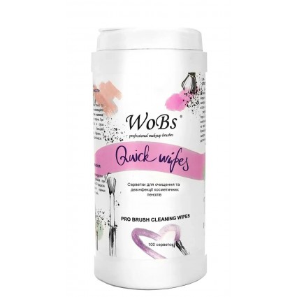 Салфетки для очищения кистей WoBs / Quick Wipes, 100 шт