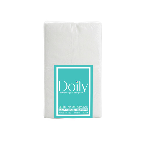 Серветки в пачці з целюлози гладкі Doily - AQUA Absorb Premium - 20х30 см, 50 шт.
