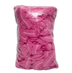 Spunbond caps with elastic bands, 100 pcs per pack (pink)