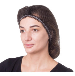 Spunbond hats with elastic band SANGIG, 100 pcs per pack (black)