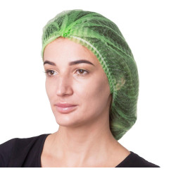 Spunbond hats with elastic band SANGIG, 100 pcs per pack (green)