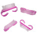Nail dust brush, 5 cm, pink, transparent, 1 pc. - DISCOUNT (crumpled)