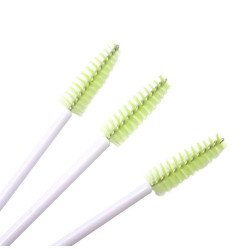 Brushes for eyebrows and eyelashes / white handle - light green bristles / pack of 50 pcs