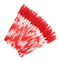 Eyebrow and eyelash brushes fluffy / lolipops red / pack of 50 pcs