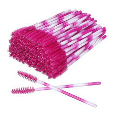Eyebrow and eyelash brushes fluffy / lolipops raspberry / pack of 50 pcs
