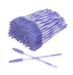 Eyebrow and eyelash brushes fluffy / lolipops light purple / pack of 50 pcs