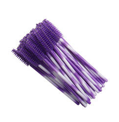 Eyebrow and eyelash brushes fluffy / lolipops dark purple / pack of 50 pcs