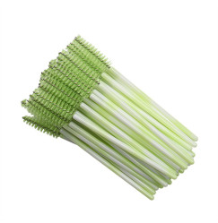 Eyebrow and eyelash brushes fluffy / lolipops green / pack of 50 pcs