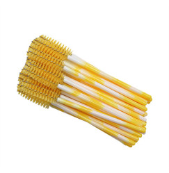 Eyebrow and eyelash brushes fluffy / lolipops yellow / pack of 50 pcs