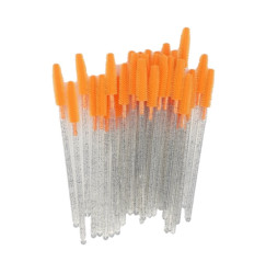 Eyebrow and eyelash brushes SILICONE - glitter orange - 50 pcs in pack