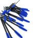Щіточки для брів та вій СИЛІКОНОВІ / чорна ручка синій ворс / 50 шт в уп
