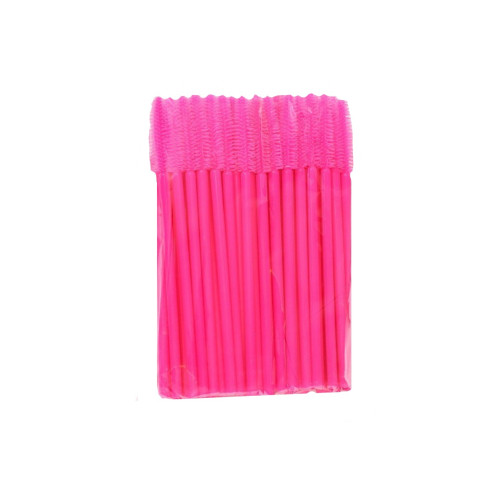 Silicone brushes for eyebrows and eyelashes - solid raspberry, 50 pcs per pack