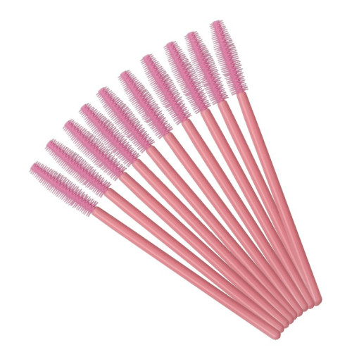 SILICONE brushes for eyebrows and eyelashes / plain pink / 50 pcs per pack