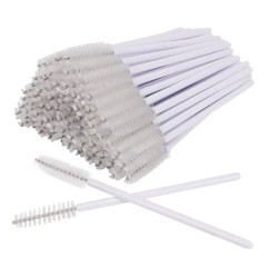 Brushes for eyebrows and eyelashes, fleecy / plain - white / 50 pcs per pack