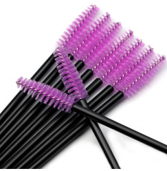 Brushes for eyebrows and eyelashes, fleecy / black handle - purple bristles / 50 pcs per pack