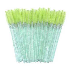Brushes for eyebrows and eyelashes, fleecy glitter / green with sparkles / 50 pcs per pack
