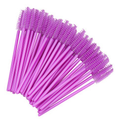 Eyebrow and eyelash brushes fluffy - single-color - purple, 50 pcs in a pack