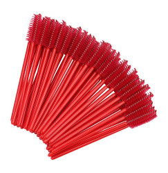 Brushes for eyebrows and eyelashes, fleecy / plain - red / 50 pcs per pack