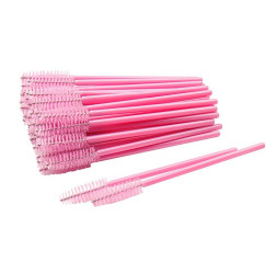 Brushes for eyebrows and eyelashes, fleecy / plain - light pink / 50 pcs per pack