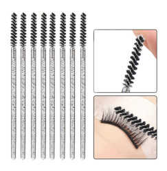 Brushes for eyebrows and eyelashes fluffy THIN glitter / black with sparkles / 50 pcs per pack