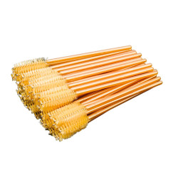 Brushes for eyebrows and eyelashes fleecy / plain - golden / 50 pcs per pack
