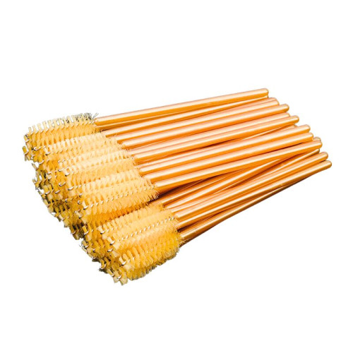 Brushes for eyebrows and eyelashes fleecy / plain - golden / 50 pcs per pack