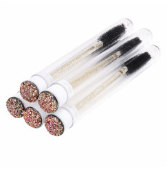 Eyelash brush in individual packaging - BLACK GOLD with glitter, 1 pc in a tube