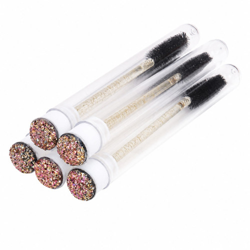 Eyelash brush in individual packaging - BLACK GOLD with glitter, 1 pc in a tube