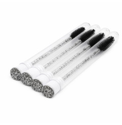 Eyelash brush in individual packaging / BLACK with glitter, 1 piece in a tube