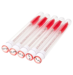 Eyelash brush in individual packaging - EYELASHES - red, 1 pc in a tube