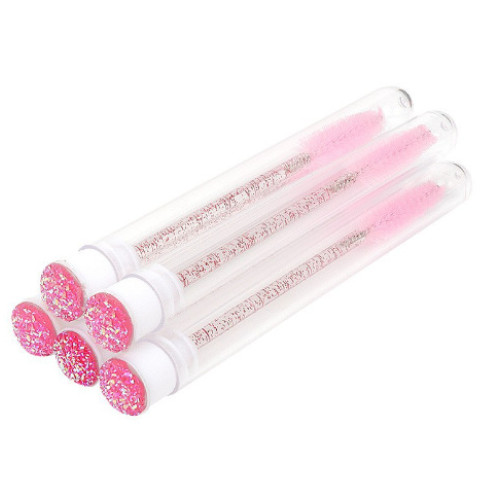Individually packaged eyelash brush - RASPBERRY with glitter, 1 pc per tube