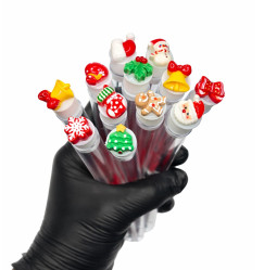 Eyelash brush in individual packaging / New Year's story color mix, 1 piece in a tube