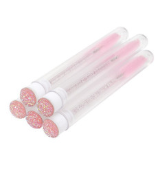 Individually packaged eyelash brush - PINK with glitter, 1 pc in a tube