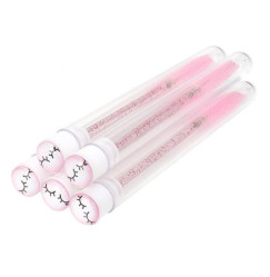 Eyelash brush in individual packaging - EYELASHES - pink, 1 pc in a tube